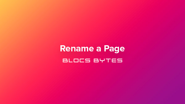 How to Rename a Page